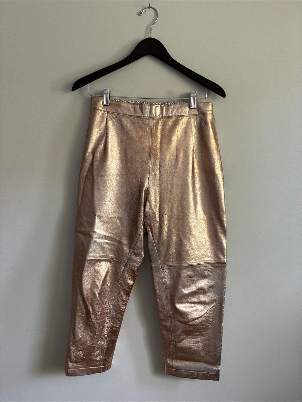 Free People Metallic Leather Rose Gold Cropped Pants